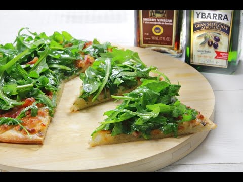 Pizza blanca de rúcula y aceite de oliva virgen extra Ybarra