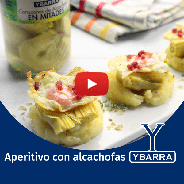 Aperitivo con alcachofas y patatas Ybarra