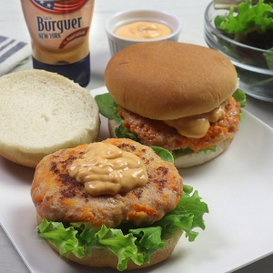 recetas ybarra hamburguesa de pollo y zanahoria con salsa burguer