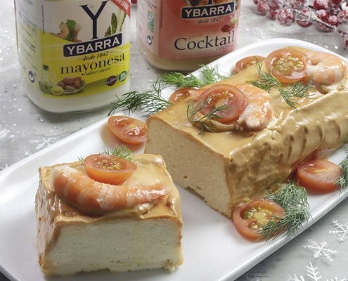 pastel de bacalao y langostinos mayonesa ybarra