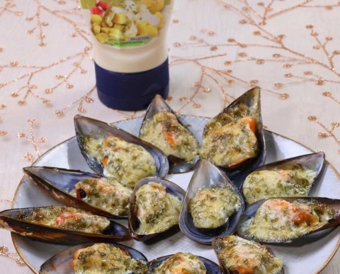 Mejillones gratinados con salsa alioli