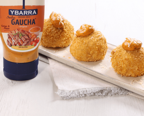 bombas de patata y jamon rellenas de queso