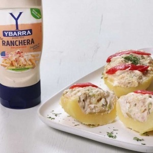 patatas rellenas de atun con salsa ranchera