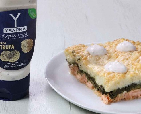 Parmentier Trufada con Salmón y Espinacas