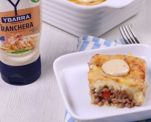 parmentier de patata y carne con ranchera