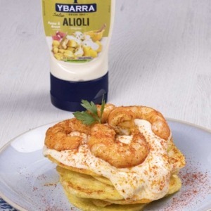 patatas arrieras con langostinos