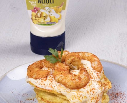 patatas arrieras con langostinos