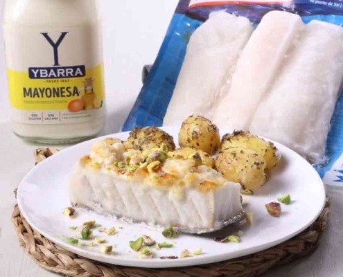Lomos de bacalao gratinados con Mayonesa Ybarra y Patatas Ybarra