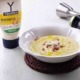 Crema fría de guisantes con patata, queso cottage y Mayonesa Ybarra