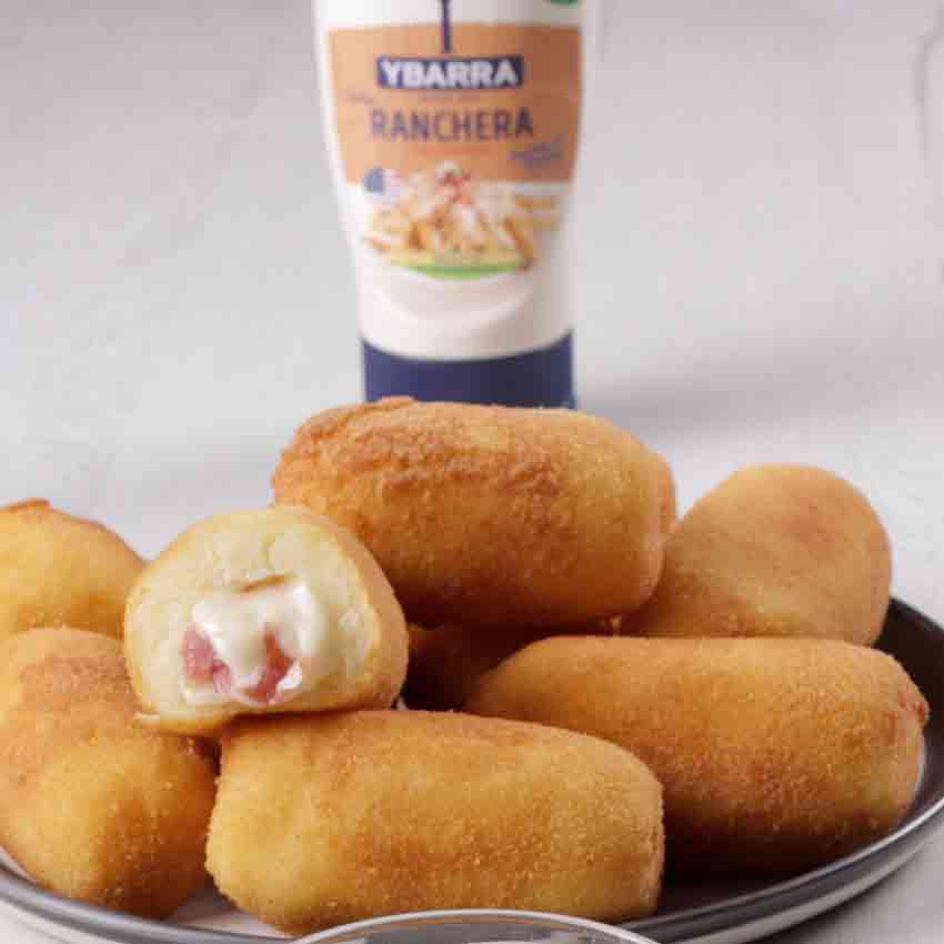 Flamenquín de patata, queso y bacon con Salsa Ranchera Ybarra