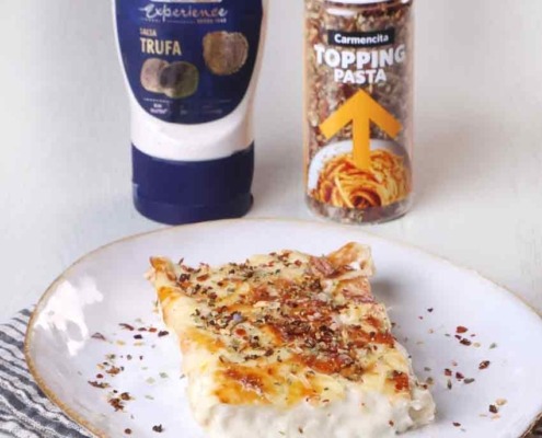 Canelones de pollo con bechamel de trufa elaborada con Salsa Experience de Trufa Ybarra